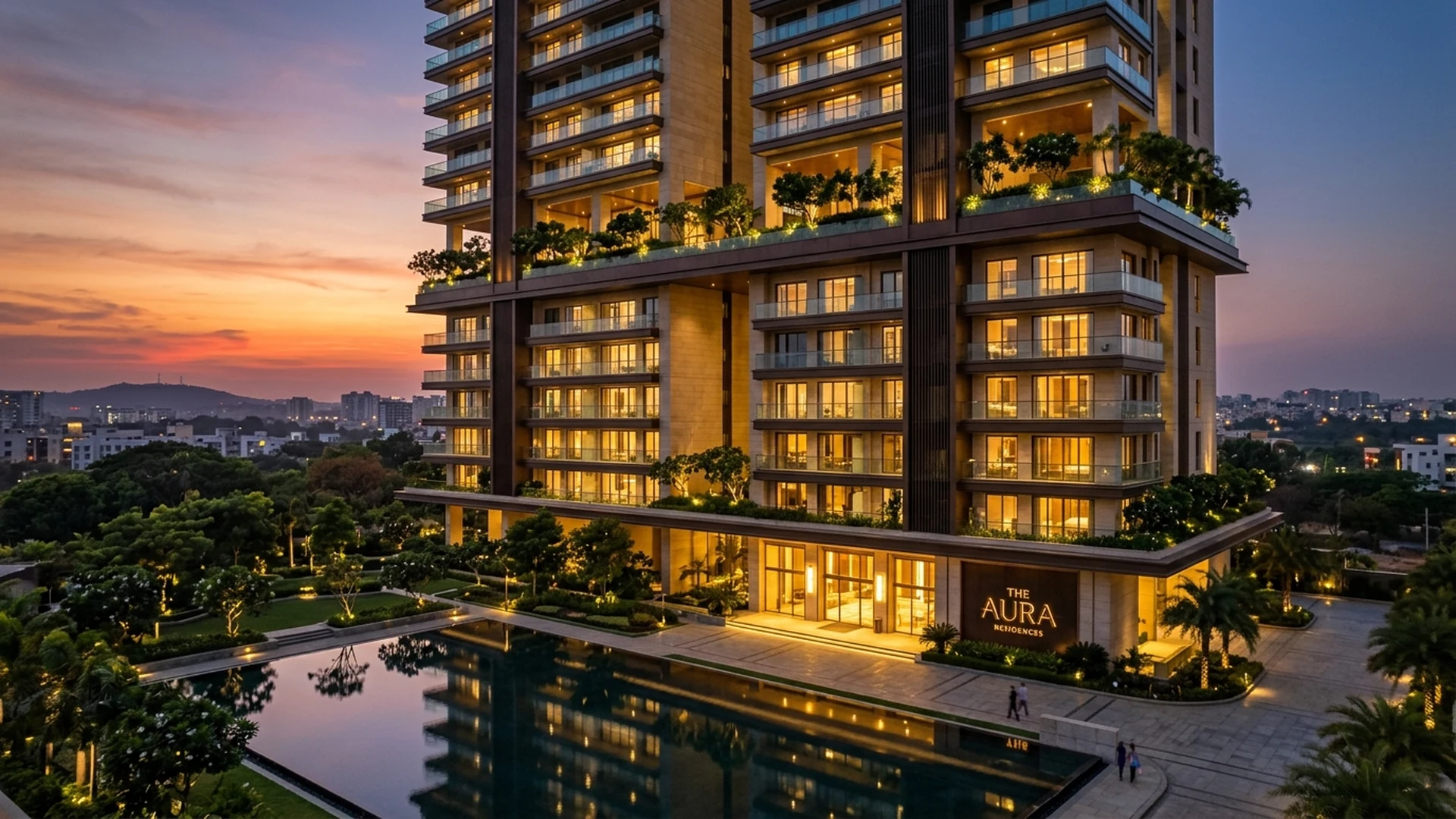 Living Tree KIADB Architectural Facade at Twilight